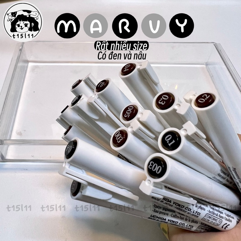 Bút line đi nét MARVY Uchida kháng nước Nâu/Đen