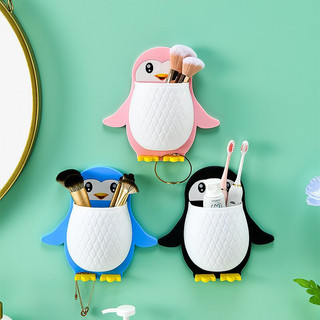 Kệ treo tường đa năng kệ dán tường hình chim cánh cụt đựng đồ cá nhân mỹ phẩm bàn chải dễ thương