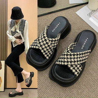 Dép nữ quai dạ chéo 4D đế đúc cao 4cm siêu êm