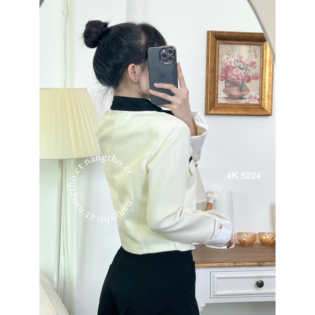 Áo khoác dạ cổ đứng ,chân váy TAFTA chữ A 3 màu  5224 3618