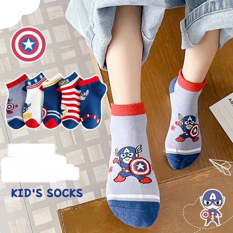Set tất siêu nhân cho bé trai chất cotton đẹp hình đẹp Marvel Hub_ Set 5 đôi