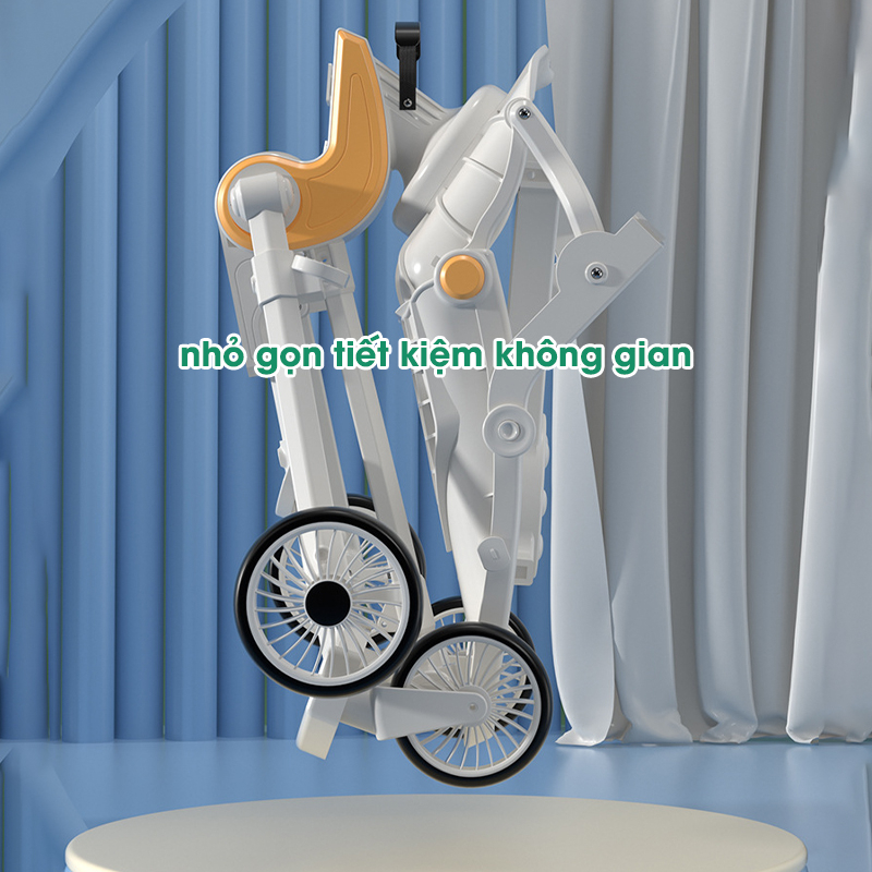 Xe Đẩy Gấp Gọn MumKid Cho Bé 2 Chiều Có Vòng Bảo Vệ, Xe Đẩy Trẻ Em Có Mái Che Đa Năng Tích Hợp Bàn Ăn Dặm MK062