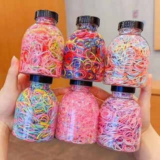 Set 1000 dây thun buộc tóc nhiều màu cho bé trong bình