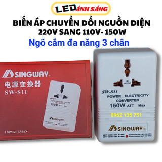 Biến áp chuyển đổi nguồn điện 220v sang 110v - 150w ngõ cắm 3 chân đa năng