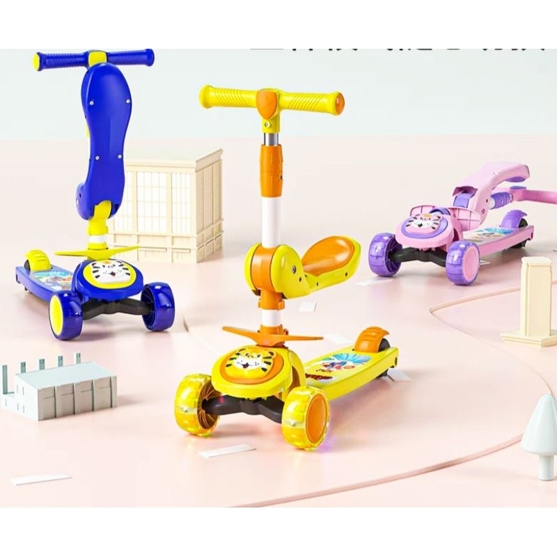 Xe Trượt Scooter 3 bánh có nhạc, đèn led,ghế ngồi cho trẻ chắc chắn