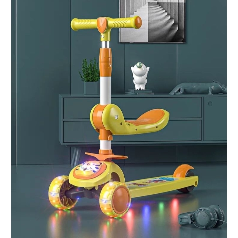 Xe Trượt Scooter 3 bánh có nhạc, đèn led,ghế ngồi cho trẻ chắc chắn