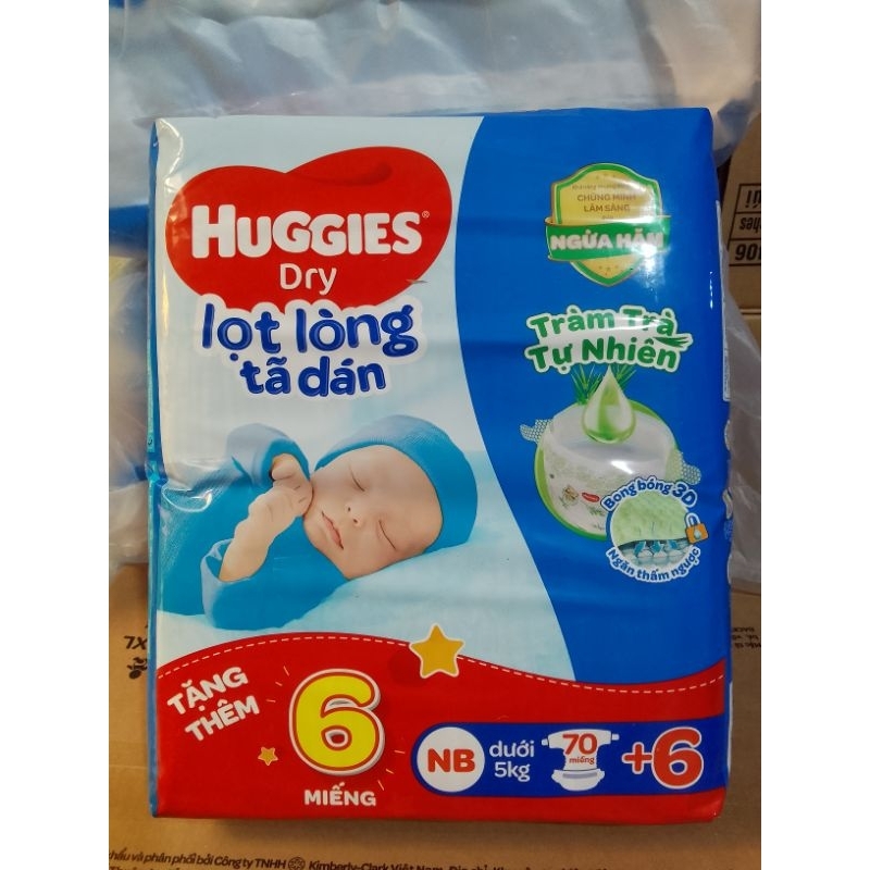 Tã dán sơ sinh Huggies NB70+6/ S 54 +6 Trà tràm tự nhiên