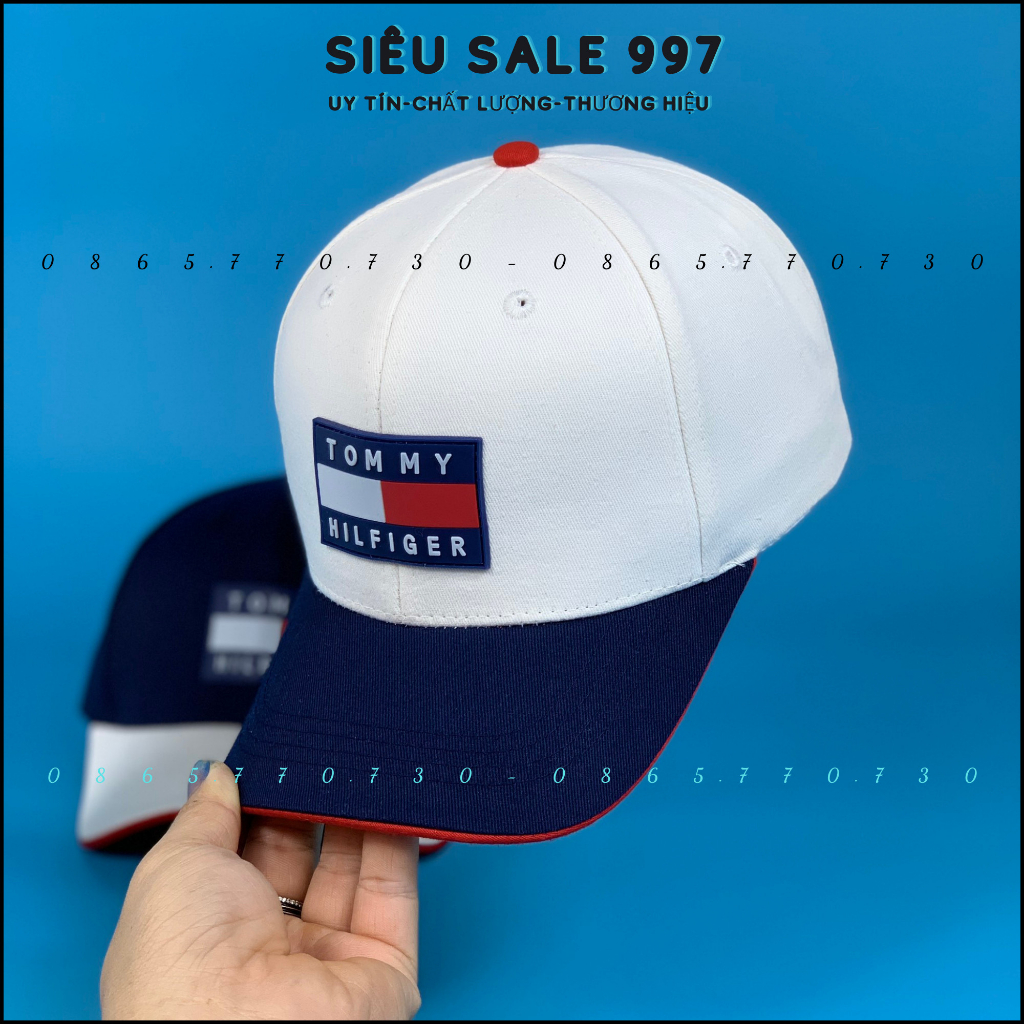 NÓN KẾT TO-MY CHẤT KAKI DÀY THÊU LOGO VUÔNG PHỐI MÀU TRẮNG XANH CAO CẤP FULL TEM MÁC