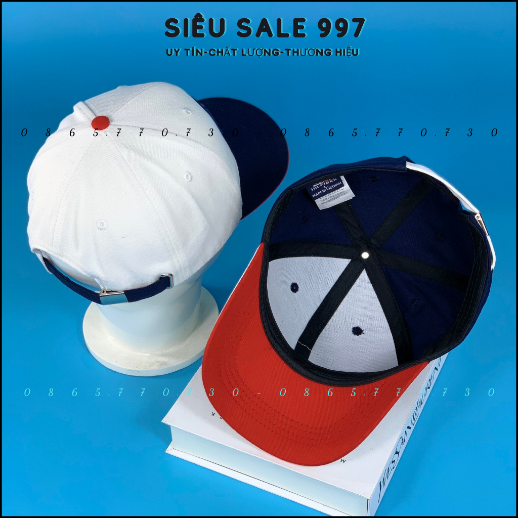 NÓN KẾT TO-MY CHẤT KAKI DÀY THÊU LOGO VUÔNG PHỐI MÀU TRẮNG XANH CAO CẤP FULL TEM MÁC