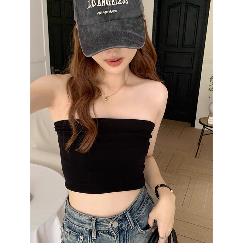 Áo ống nữ thun ôm hai màu basic cute form ngắn