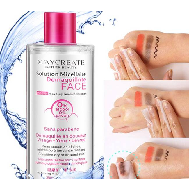 Nước tẩy trang MayCreate Nội Địa Trung 300ml, Tẩy Sạch Phấn Son Trang Điểm, Sạch Sâu, Se Khít Lỗ Chân Lông, Căng Mịn Da
