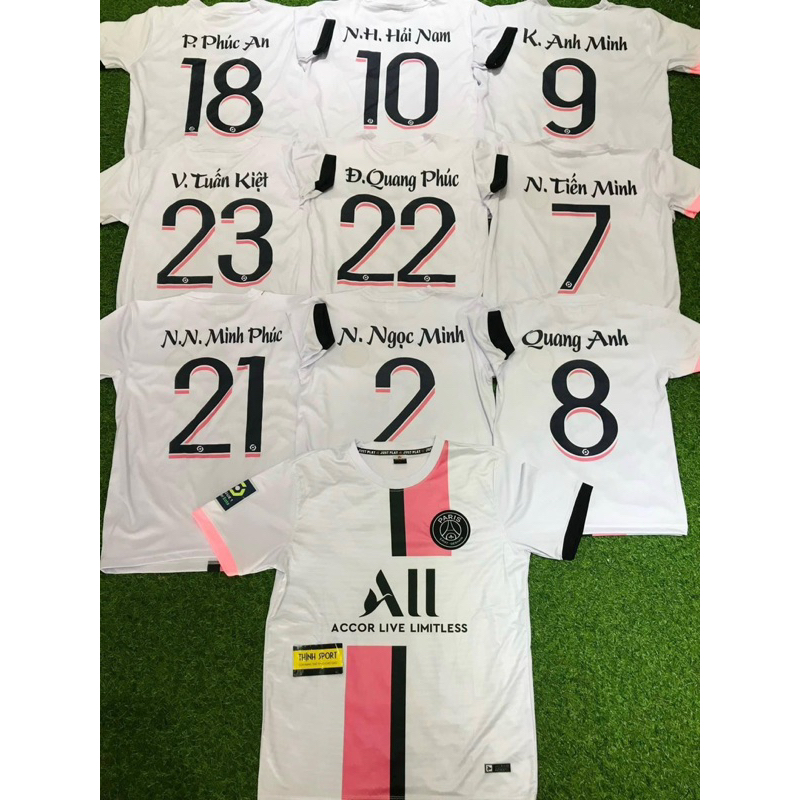 Bộ quần áo đá banh PSG, Bộ quần áo bóng đá in tên và số theo yêu cầu em