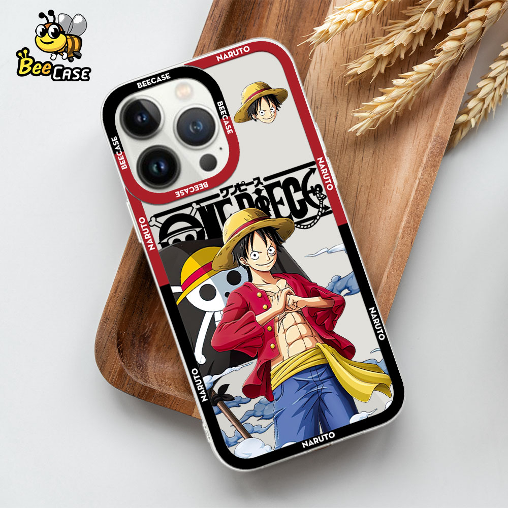 Ốp lưng iphone cạnh vuông trong suốt  Anime One Piece Luffy Beecase 6/6s/7/7plus/8/8plus/x/xs/11/12/13/14pro/promax