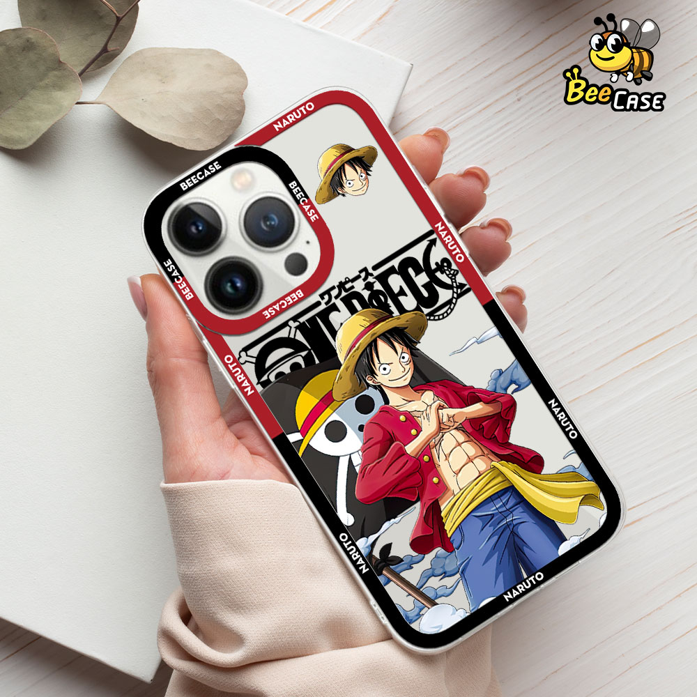 Ốp lưng iphone cạnh vuông trong suốt  Anime One Piece Luffy Beecase 6/6s/7/7plus/8/8plus/x/xs/11/12/13/14pro/promax