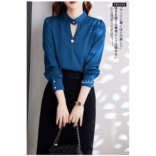 YD150 áo sơ mi lụa cổ V schoker