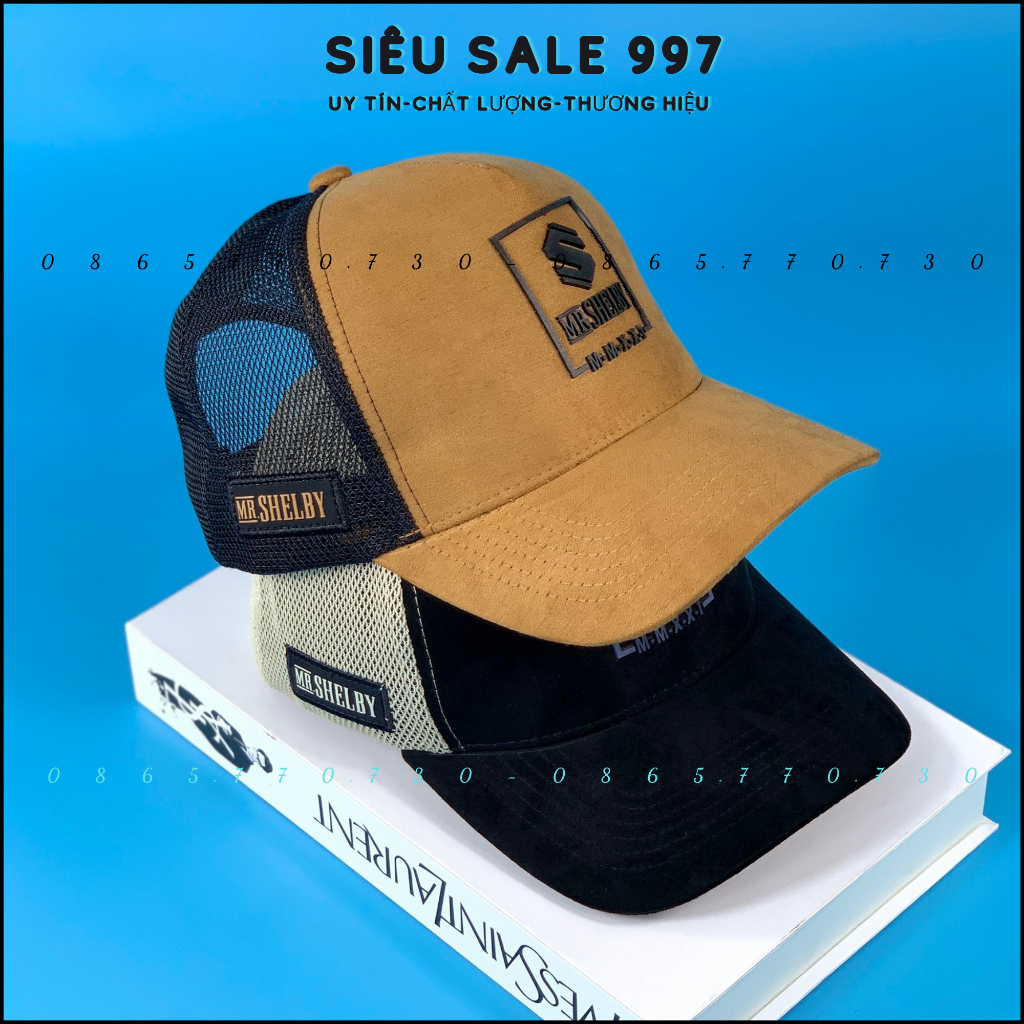 NÓN KẾT PHỐI LƯỚI CHẤT DA LOGO VUÔNG S CAO CẤP FORM CHUẨN FULL TEM MÁC