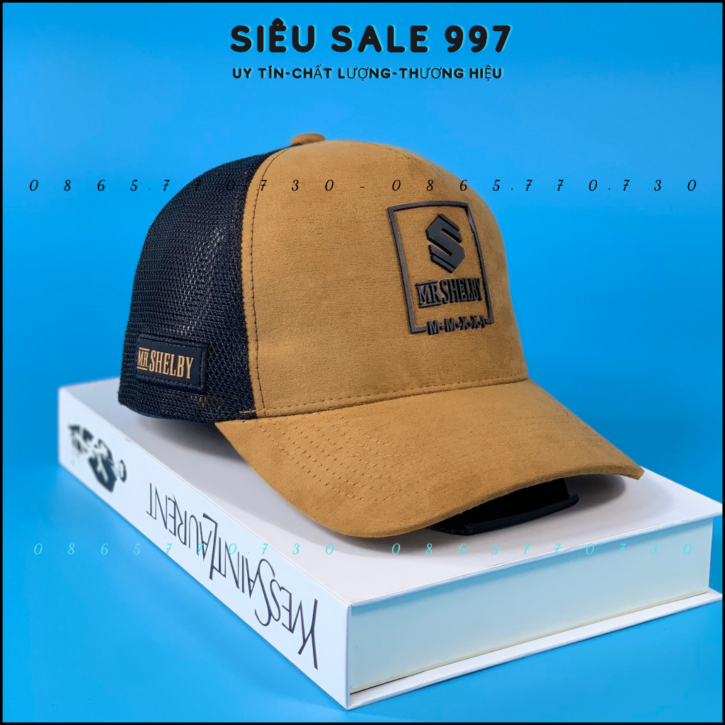 NÓN KẾT PHỐI LƯỚI CHẤT DA LOGO VUÔNG S CAO CẤP FORM CHUẨN FULL TEM MÁC