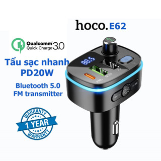 Tẩu Sạc Nhanh Ôtô Xe Hơi Hoco E62, Kiêm Máy Phát Fm, Máy Nghe Nhạc Mp3 Bluetooth 5.0 [BH 1 Năm]