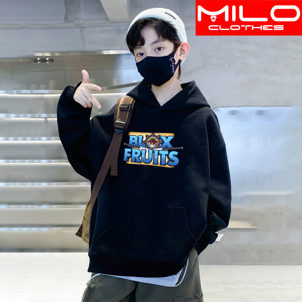 3 Mẫu Áo Hoodie in hình Logo Game Blox Fruit -Áo Có size Trẻ em