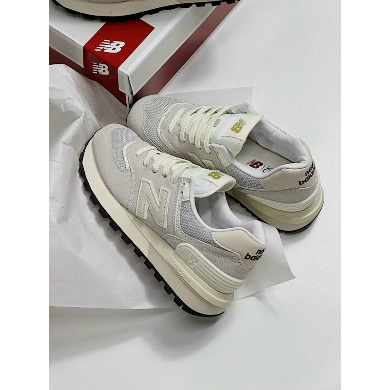 Giày NewwBalance574 V2 Legacy Ivory, giày thể thao nam nữ  NB 574 xám trắng, giày 574 2023, NB độn đế,Fullbox