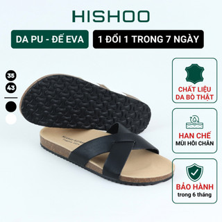 Dép đế trấu nam nữ birken quai chéo đế eva da tổng hợp chính hãng hishoo s096
