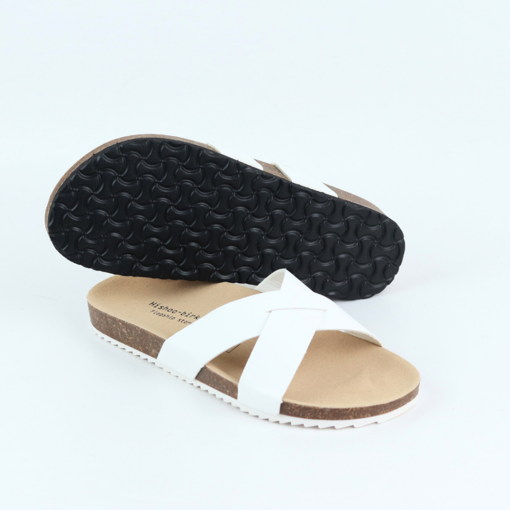 Dép Đế Trấu Nam Nữ Birken Quai Chéo ĐẾ EVA Da Tổng Hợp Chính Hãng Hishoo S096
