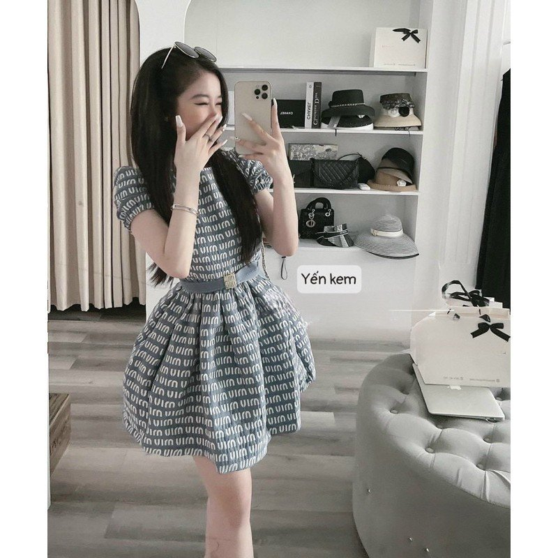 Váy nữ xòe cổ tròn, váy nữ thiết kế tay bo siêu xinh cho các nàng thơ, Có Quà Xinh Tặng Kèm