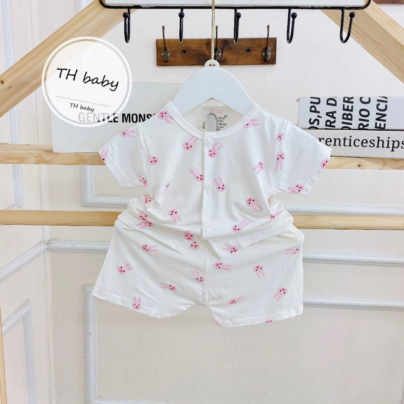 Đồ bộ sơ sinh cho bé trai bé gái Bộ thun lạnh dài tay peptit Minky Mom