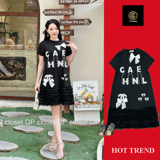 (SẴN) VÁY CHANNEO NƠ CHÂN BÈO LƯỚI CHẤT UMI NHẬT CAO CẤP TGFASHION