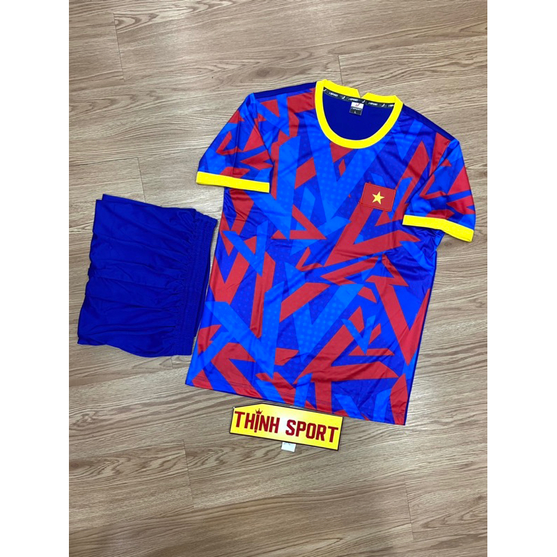 In tên số, bộ quần áo đá banh, bóng đá tuyển Việt Nam xanh dương