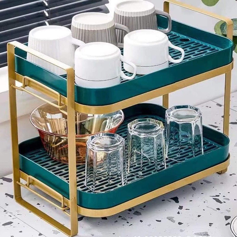 Kệ 2 tầng đựng đồ đa năng úp cốc chén