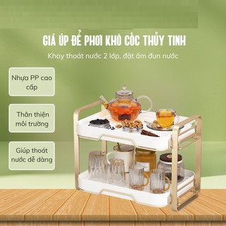 Kệ 2 tầng đựng đồ đa năng úp cốc chén