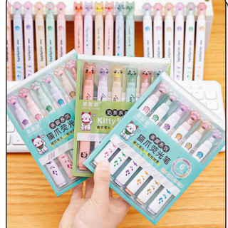  Set bút dạ quang bút đánh dấu bút Highlight hình chân mèo đáng yêu 