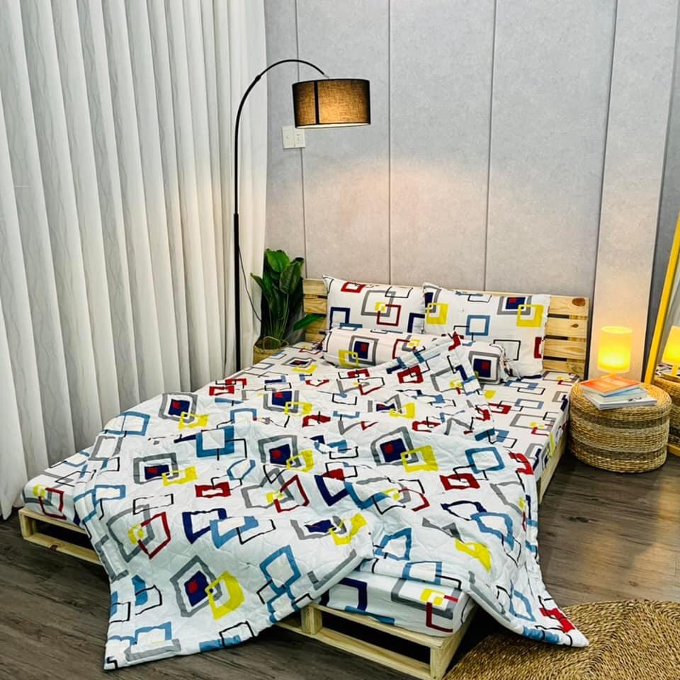 Bộ Drap 1m4 + mền  cao cấp chần gòn thoáng mát