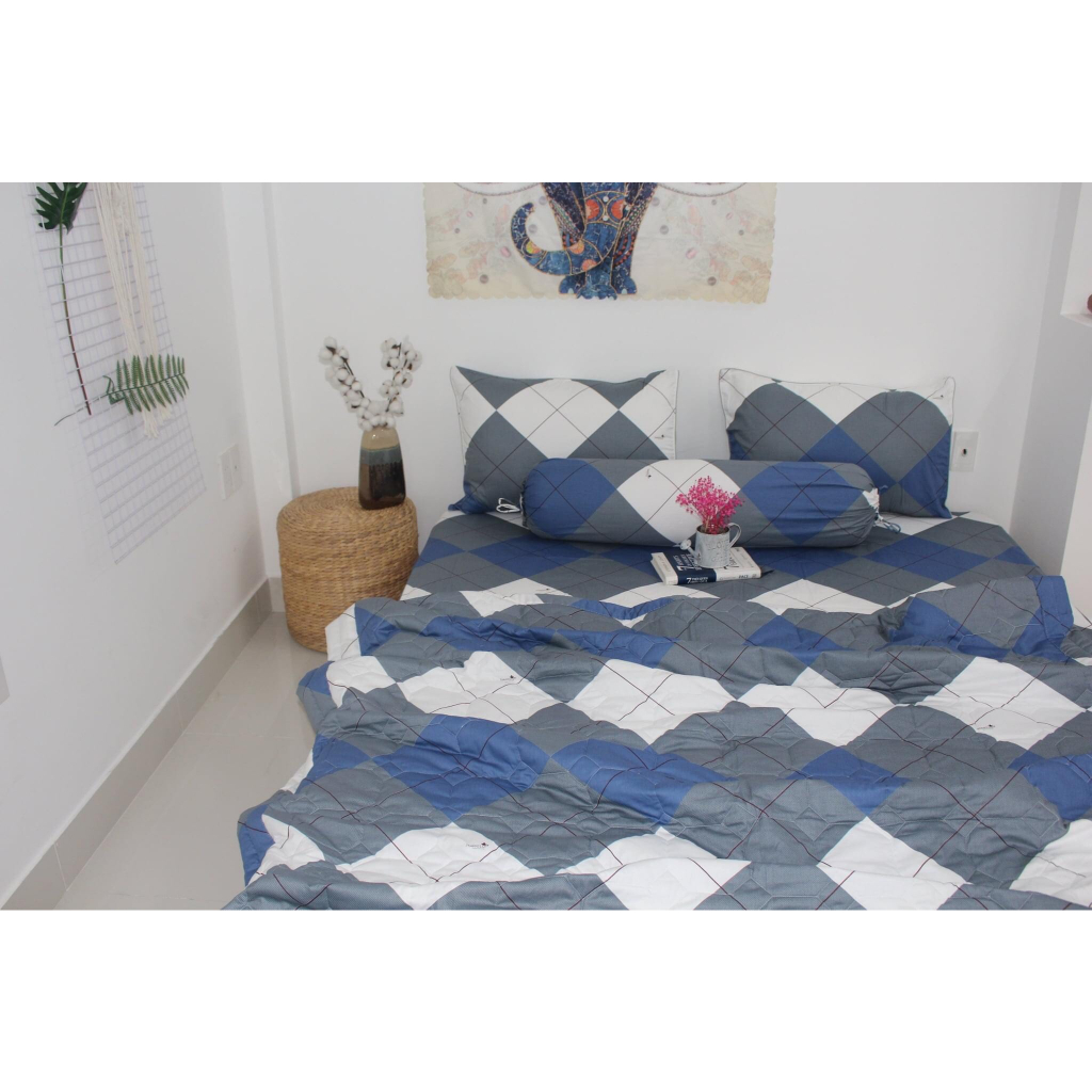 Bộ Drap 1m4 + mền  cao cấp chần gòn thoáng mát