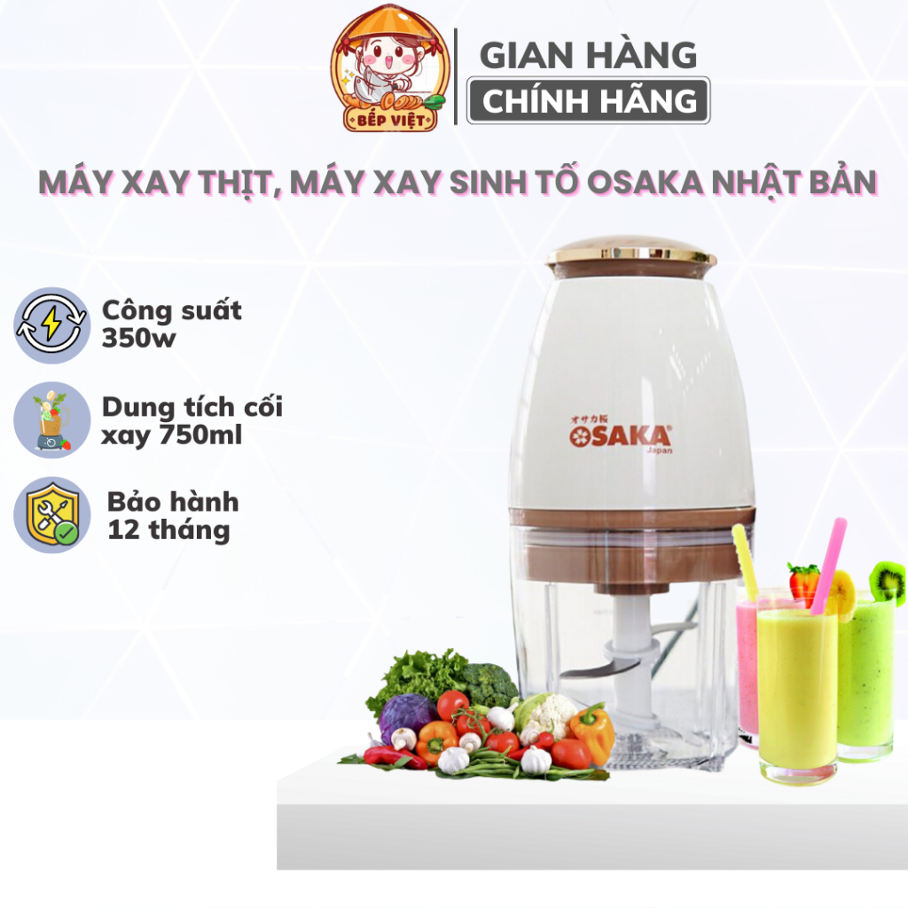 Máy Xay Thịt Osaka Nhật Bản, Máy Xay Sinh Tố Cắm Điện, Máy Xay Thực Phẩm Nhà Bếp Công Suất 350W Dung Tích Cối Xay 750ml