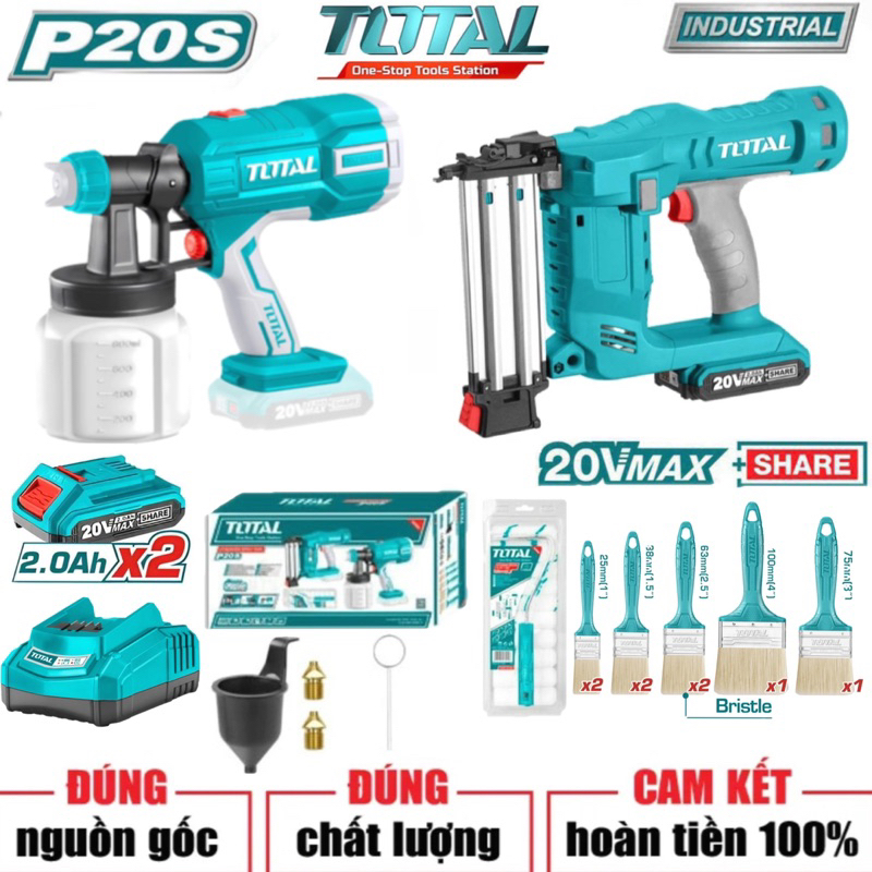 TOTAL Bộ combo súng bắn đinh & máy phun sơn TOSLI23054