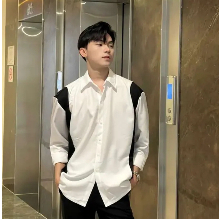 Áo sơ mi dài tay phối màu vải cotton lạnh mềm mịn thoáng mát mẫu mới cao cấp-AHFASHION