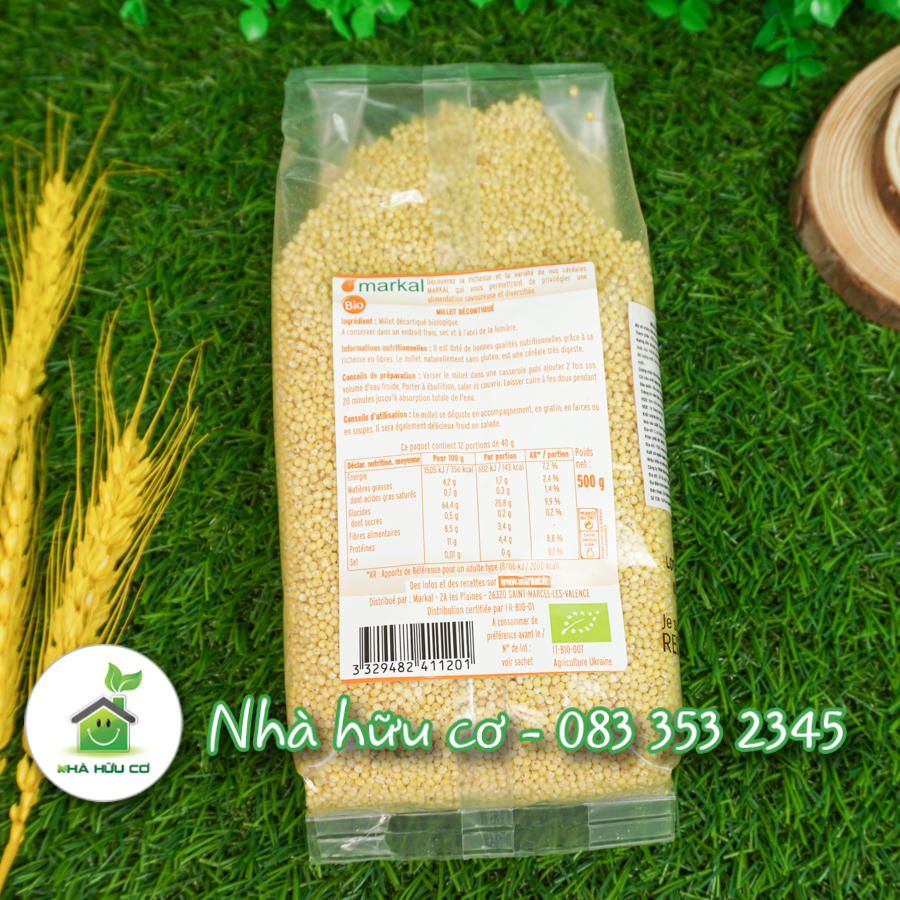 Hạt kê hữu cơ đã tách vỏ MARKAL cho bé ăn dặm 500g/100g - Date: 3/10/2024 - Nhà hữu cơ