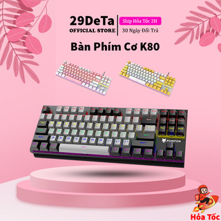 Bàn phím cơ máy tính để bàn K80 chơi game chống thấm nước 29Deta có dây kết nối USB phím bấm blue swicth, đèn led