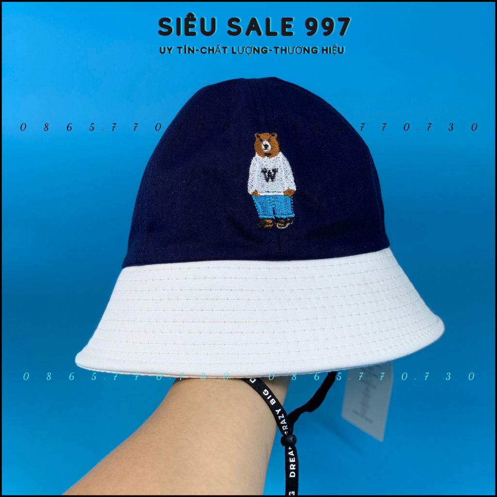 MŨ BUCKET THÊU GẤU CHO BÉ 3-8 Tuổi PHỐI MÀU HOTTREND THỜI TRANG CUTE