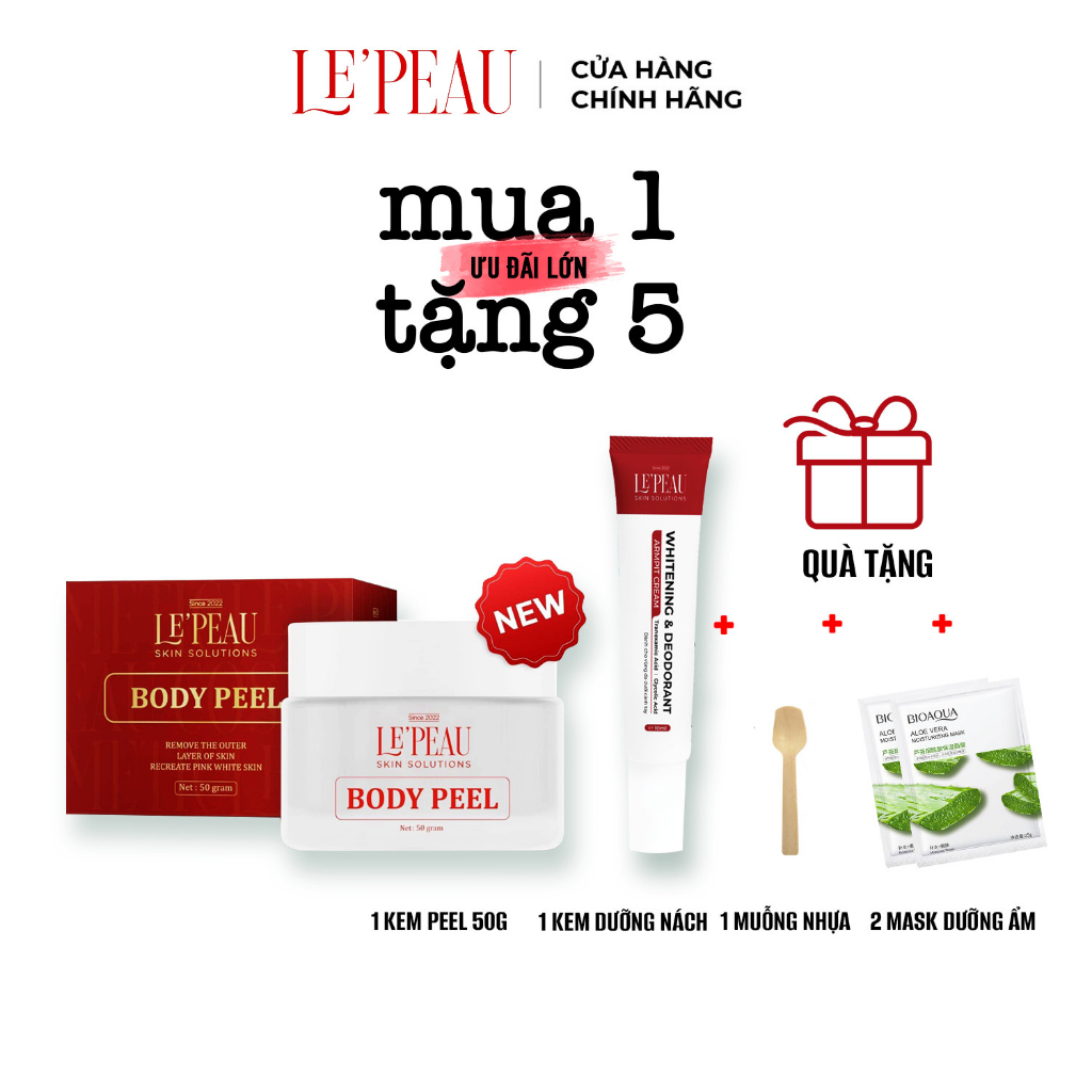 Kem bong da Body Le'peau, Peel nách, gối, trỏ giúp Sáng Da, Mờ Thâm, size 50g Tặng Kem Ngăn Mùi,Làm Trắng Nách