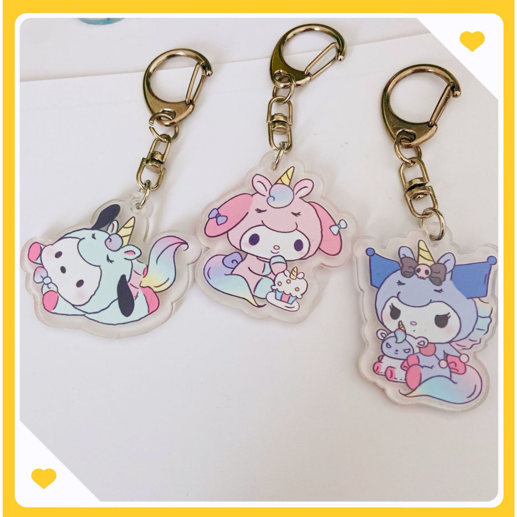 Zanmo Móc khóa acrylic sanrio kuromi melody cinnamoroll kỳ lân unicorn có màng chống trầy xước