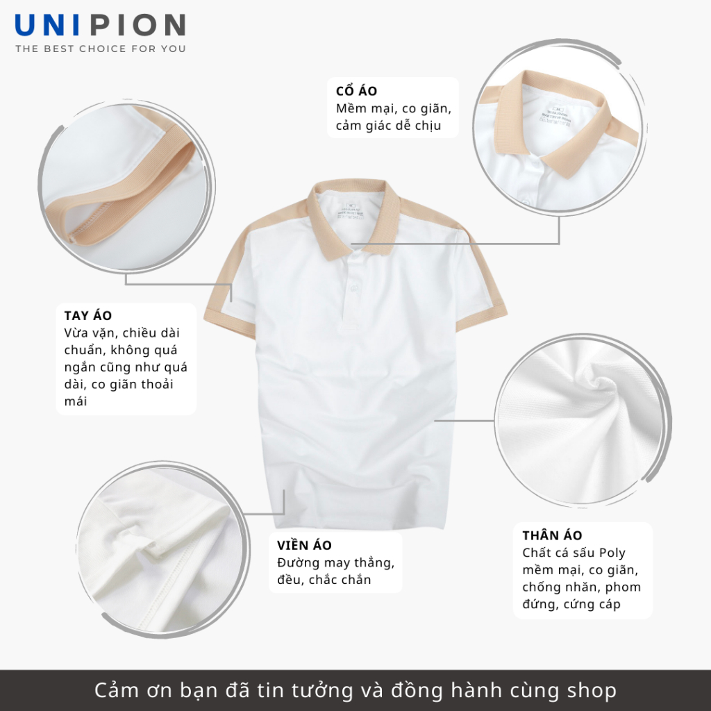 Áo thun nam UNIPION vải cá sấu dày dặn, trẻ trung năng động - AT172