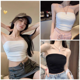 Áo ống nữ xếp ly chít thun hai bên