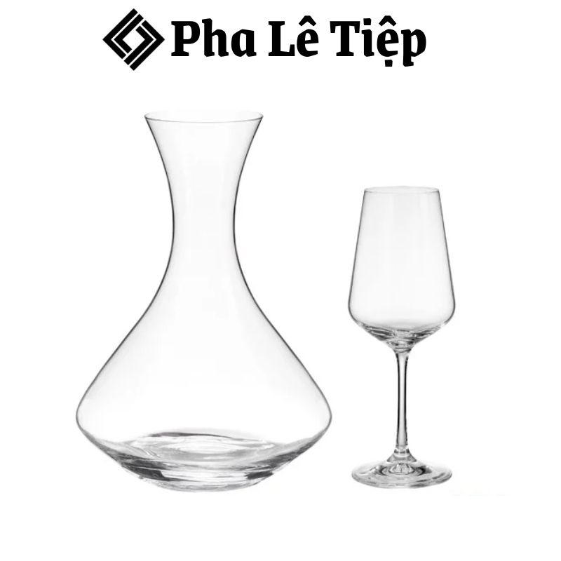 Set Bình Lắc Vang và Ly Sandra 1500ml CRYSTALEX , Hàng Chính Hãng, Phaletiep