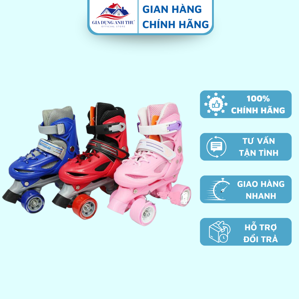 ( Giá Hủy Diệt ) Giày patin trẻ em 4 bánh ngang (Full đồ bảo hộ)