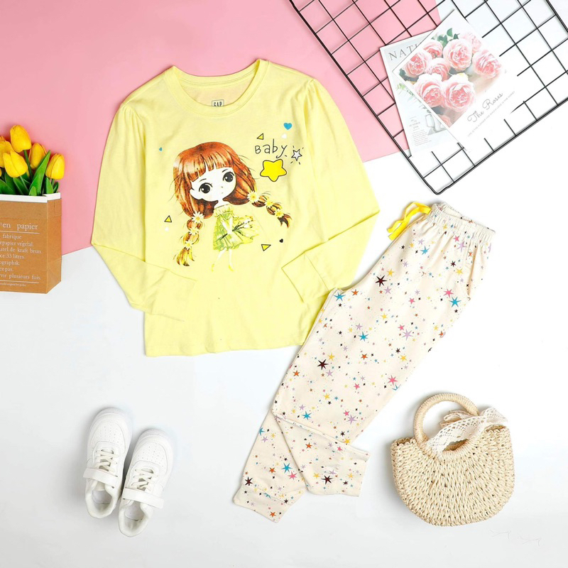 Bộ dài tay bé gái size đại, bộ dài cotton bé gái từ 21-46kg