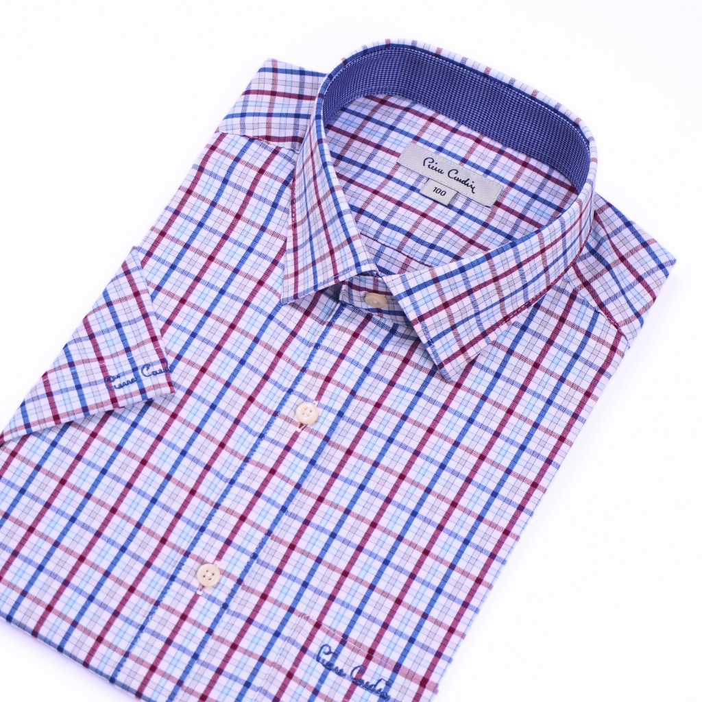 Áo sơ mi nam ngắn tay vạt ngang Pierre Cardin cao cấp xuất Hàn 100% cotton dáng áo Regular ACN025 | iShirtStore