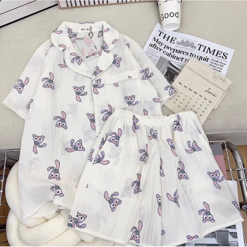 ĐỒ NGỦ PIJAMA ĐŨI HÌNH SIZE DƯỚI 60KG, ĐỒ NGỦ HOẠ TIẾT DỄ THƯƠNG, ĐỒ BỘ NỮ PIJAMA CỘC ĐÙI THOÁNG MÁT